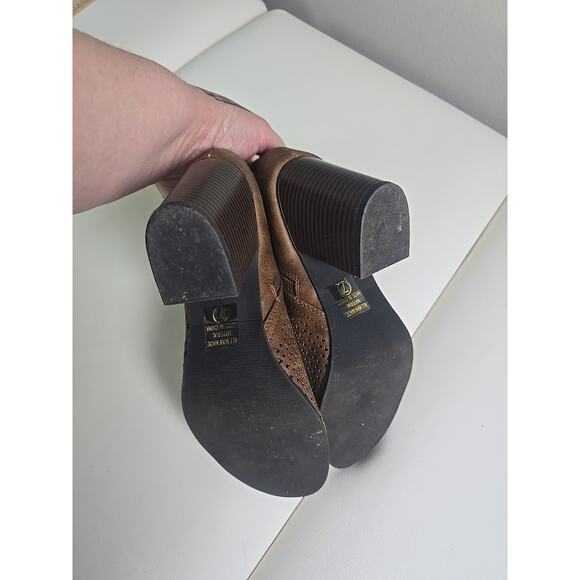 Soda Chunky Booties Open Toe Faux Suede Womens 7 Boho Indie Fall Chic - Picture 6 of 8